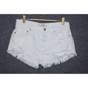We The Free Loving Good Vibrations Cutoffs Denim Shorts Women 25 White‎ EUC